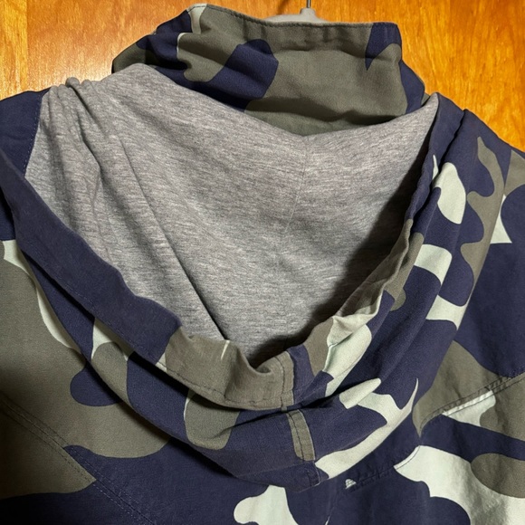 Aerie Offline Blue Camo Lightweight Quarter Zip Pullover Hoodie Jacket XL - Picture 6 of 7